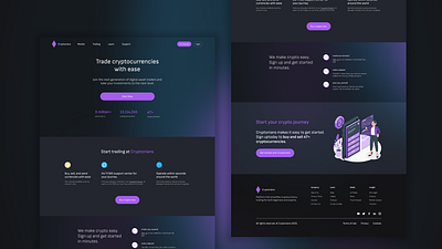 Cryptocurrency Landing Page Web Design Concept clean crypto cryptocurrency finance gradient landing page minimal web website website design