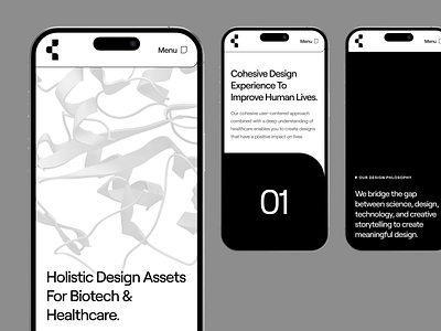 strangehelix.bio | Biotech & Healthcare Assets Mobile UI/UX 2 3d ai biology biotech black and white dark data design assets health healthtech machine learning medical mobile pharma responsive science strangehelix technology ui ux