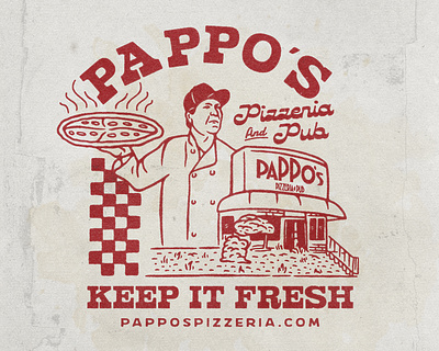 Pappo's Pizzeria angonmangsa artwork badges branding chef design fun graphic graphic design graphicdesign hand drawn illustration logo original pizza pizzeria pub streetwear vector vintage