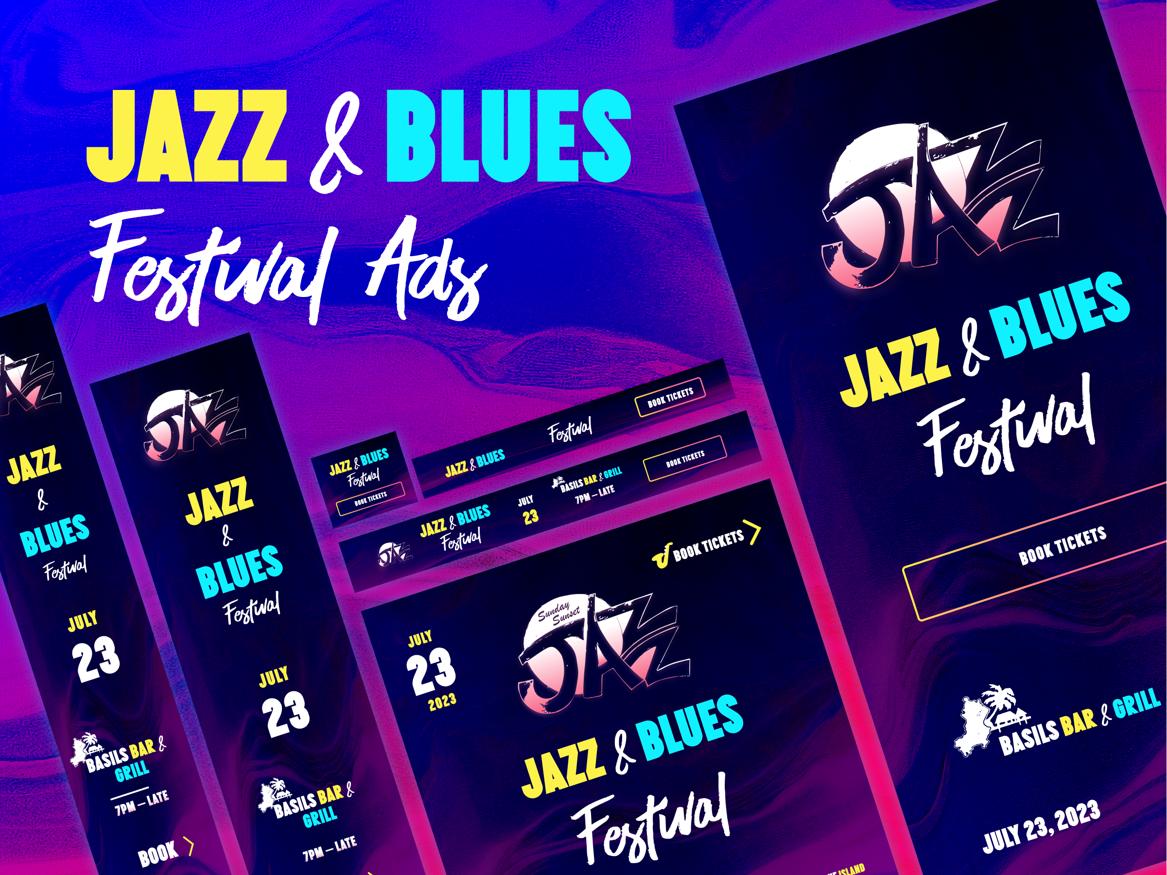 Jazz & Blues Festival Ads banner design google ads graphic design instagram music festival ads social media ui design