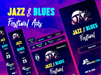Jazz & Blues Festival Ads banner design google ads graphic design instagram music festival ads social media ui design