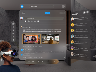 Spatial UI Design: Apple Vision Pro - Twitter UI apple design apple vision pro design landing page landingpage spatial ui spatial ui design twtter pro vision vision os vision pro visionos web design webdesign website website design