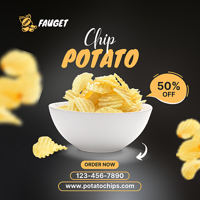 POTATO CHIPS SOCIAL MEDIA POST DESIGN branding design graphic design illustration logo social media post typography ui ux vector