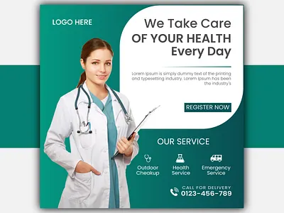 Medical Health care Social Media post Design ads care doctor health instagram post medical medicin post sale services social media web ads web banner