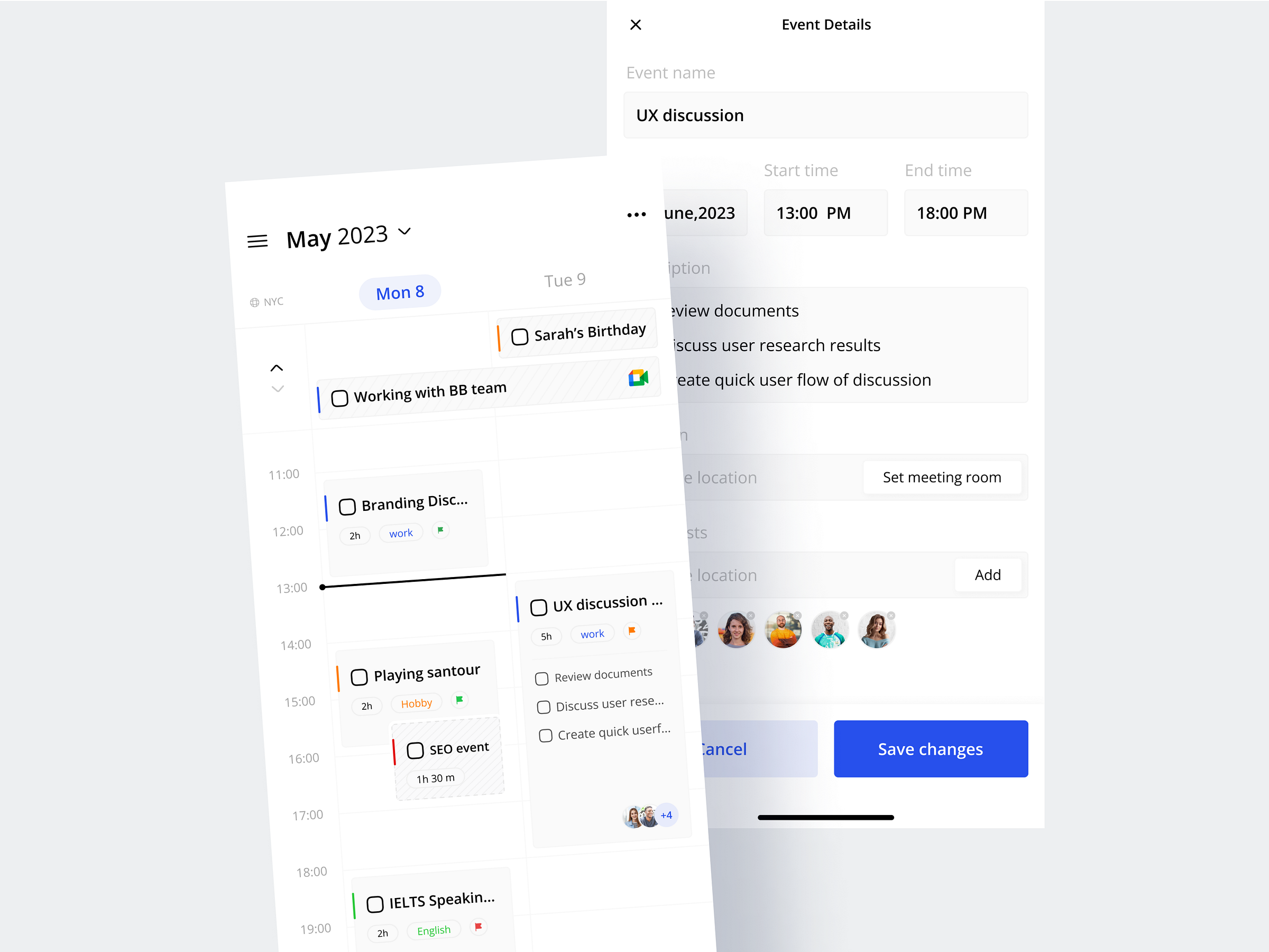 Calendar application by Fatemeh Golivari on Dribbble