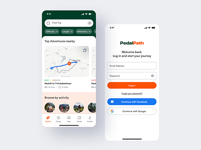 PedalPath - Route builder for cyclists | Mobile App app application concept design dribbble figma graphic design illustration ios mobile product design ui ux