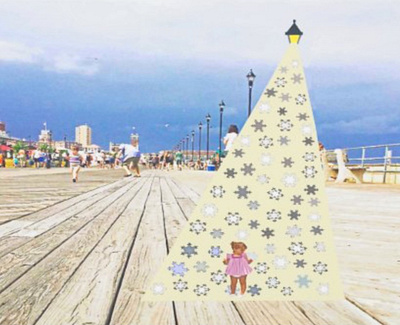 Dream Like A Child baby girl boardwalk child dark sky design digital art dream enjoyment fun illustration imagination landscape light midday heat snow snow shower street lamp street light toddler