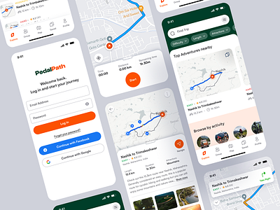 PedalPath - Route builder for cyclists | Mobile App app concept design dribbble ios mobile app mobile design onboarding product design ui ui design