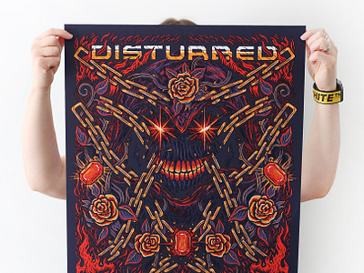 Disturbed Screenprints band art band merch chains design disturbed draw drawing gig poster illustration poster art poster design screenprint skull
