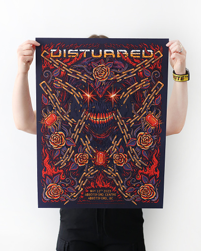 Disturbed Screenprints band art band merch chains design disturbed draw drawing gig poster illustration poster art poster design screenprint skull