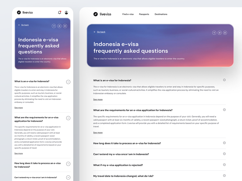 Livevisa Website - FAQ Page Design app branding design evisa faq graphic design indonesia travel travel website ui ui design ux visa web design website