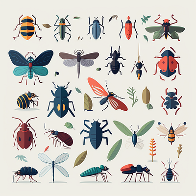 Insects Flat Design app branding design graphic design illustration typography ui ux vector