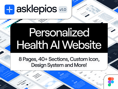 SH asklepios: A Personalized Healthcare AI Figma Web Template ai biology biotech data design assets drug figma health healthcare healthtech landing page medical patient personalized science strangehelix therapy ui website wellness