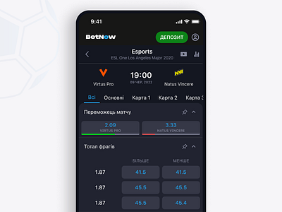 Esports Betting Event Page bet betting cybersport dota 2 esport event page gambling map natus vincere sports stats total virtus pro
