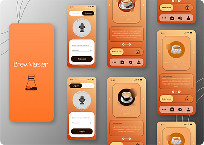 Coffee Brand-Mobile app design: iOS Android UI Redesign. app app design coffee design designer graphic design graphic designer illustration logo typography ui ui design uiux ux visual designer web design