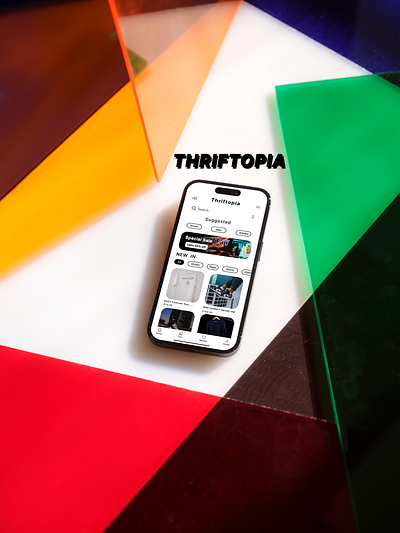 Thriftopia app app design branding design figma graphic design illustration interface mockup shoes thrift typography ui ux
