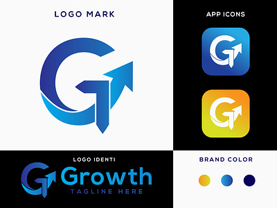 Concept : Growth -Letter G Logo Design (Unused) arrow arrow logo brand identity business logo company logo g logo g logo design letter logo
