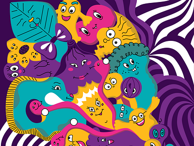 Let's have fun! art colorful creative creatures crowd design fun graphic illustration joy mood party vector