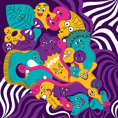 Let's have fun! art colorful creative creatures crowd design fun graphic illustration joy mood party vector