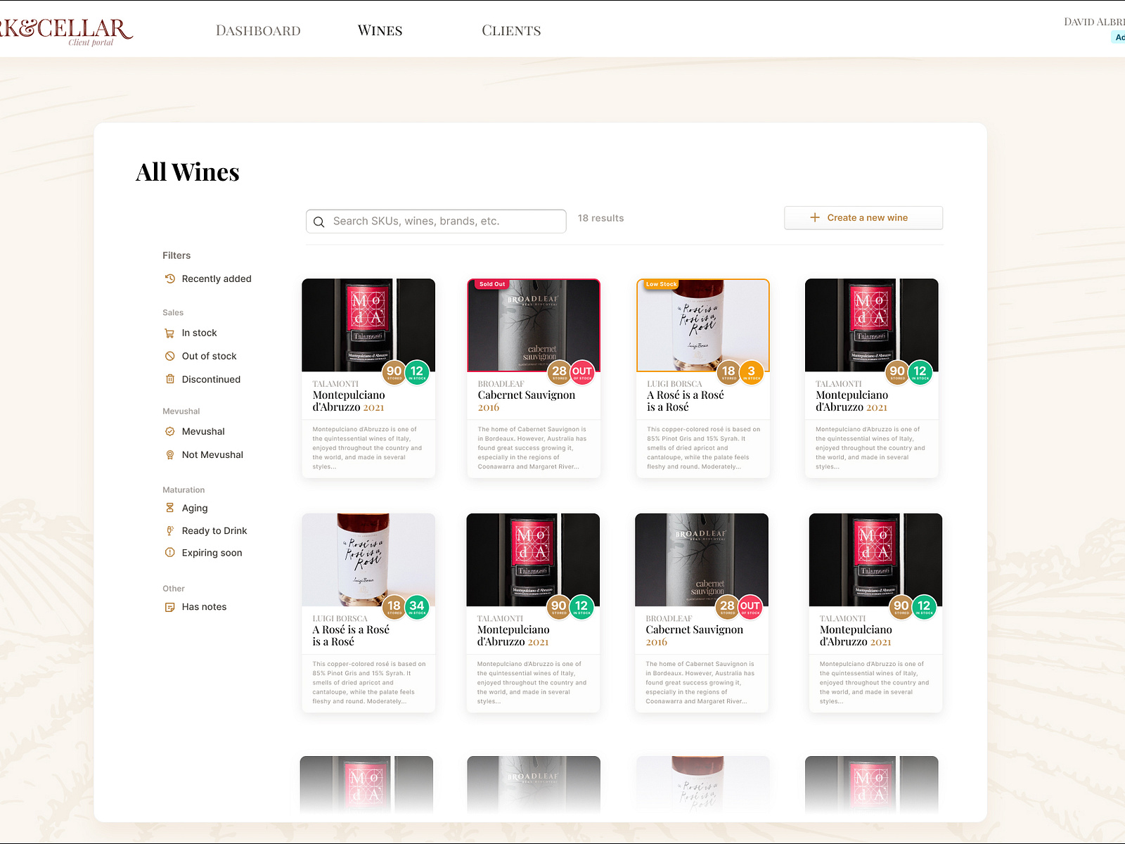 Wine Cellar app by Michoel Samuels on Dribbble