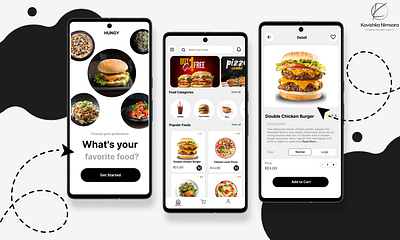 HUNGY Food App app app design branding figma food food app foods graphic design hungy kavishka logo mobile app ui uiux ux