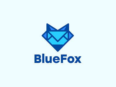 BlueFox Email Logo animal blue branding email fox illustration line logo simple symbol
