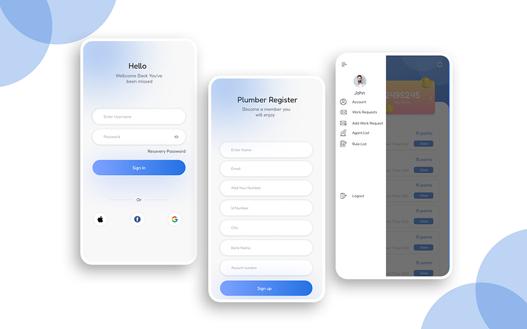 Plumber App UI by Tania on Dribbble