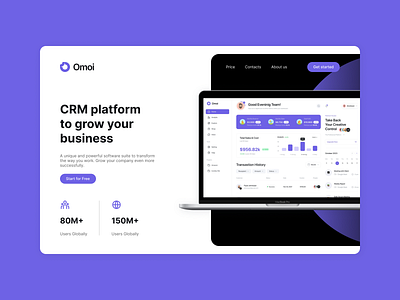 Daily UI #3 - Landing page (Above the fold) 100days business crm daily ui dailyui design graphic design macbook mockup ui ui design uiux design ux ux design web design