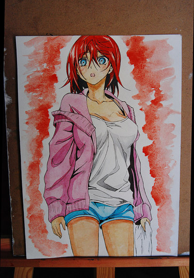 Chisaki anime animegirl art artist ballpen design draw drawing girl illustration japan watercolor