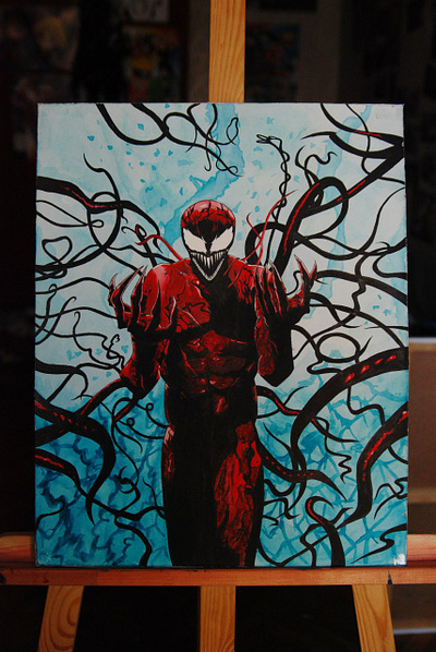 Carnage art artist carnage comic comicart comics draw drawing geek paint painting picture spiderman watercolor