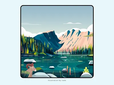 Mountain growth illustration lake landscape mountain ps ram river tree trees
