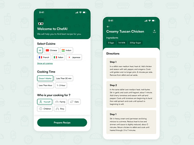 ChefAI: Revolutionizing Recipes | Mobile App UI/UX Design ai android app application cooking design ios recipe ui ux