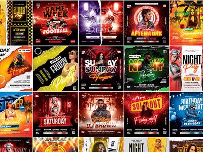 20 Events Premium Bundle Dj Night Club Party Flyer PSD music party