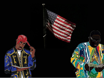 BIGPAC 2pac @pac big bigpac flag hihop illustrator legends rap underground usa