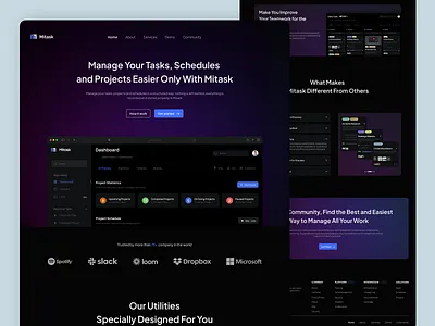 Mitask - Landing Page dashboard dashboard design kanban landing page notion organize product productivity saas saas dashboard task management task manager task tracker tasks team tracker ui design web design web page work list