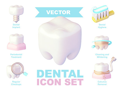Vector dental care icon set braces dental dentist dentistry hygiene icon icon set icons illustration implant orthodontics prosthetics teeth tooth toothbrush toothpaste treatment vector veneers whitening