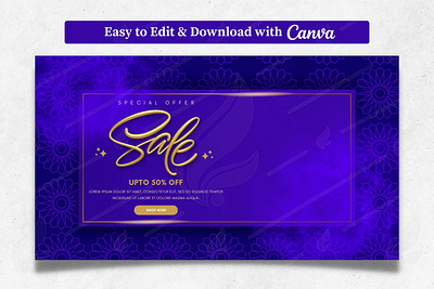 Sale Template on Purple Background | Canva Template canva colours discount holi indian festival offer sale shop now stars startup template