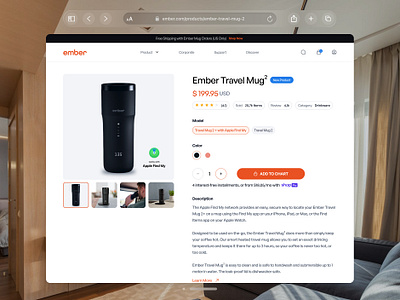 Ember Travel Mug² - Product Page animation app apple vision pro ar design augmented reality corporate design figma glassmorph interaction product product design prototype spatial ui tech technology ui uiux vision pro website