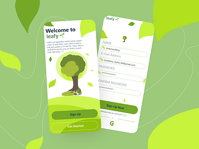 Leafy mockup app design fig logo ui ux vector