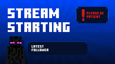 'Starting Soon' overlay for a Minecraft themed Twitch channel branding graphic design logo