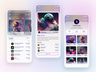 Global Sky - NFT Marketplace Mobile colorful crypto design market marketplace mobile mobile apps modern native nft simple uiux user friendly user interface