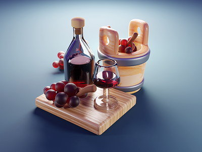 Winery Tutorial 3d blender bottle diorama glass illustration isometric lowpoly render tutorial wine