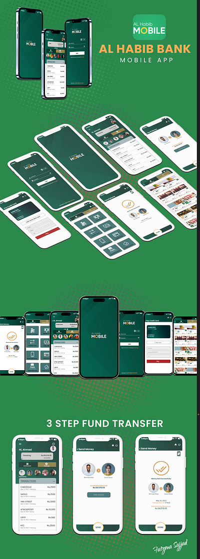 Revamped Al Habib Bank's app with enhanced features. 3d branding graphic design ui