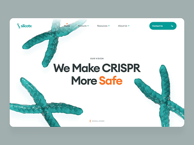 silicotx | CRISPR Therapeutics | Web & UI/UX Design | About Page 3d about us animation biology biotech chromosome crispr dna gene gene editing genetics green health healthcare landing page science therapeutics therapy ui web design