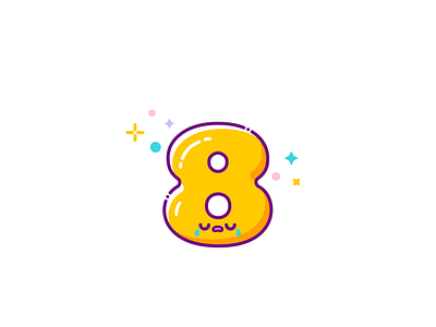 Kawaii 8 — 😥 adobe cartoon character crying cute face kawaii number sad vector yellow