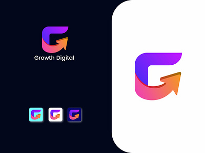 Growth Digital - Logo design adobe illustrator app icon best logo brand identity branding creativelogo design gradient logo graphic design growth logo illustration logo logo design marketing logo minimal logo minimalistic modern logo professional logo symbol vector