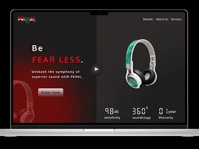Primal Headphones - Unleash Your Sonic Journey branding headphones landing page ui ux webdesign
