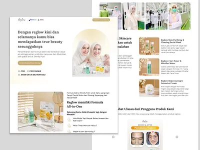 Reglow - Skincare Landing Page branding design ui