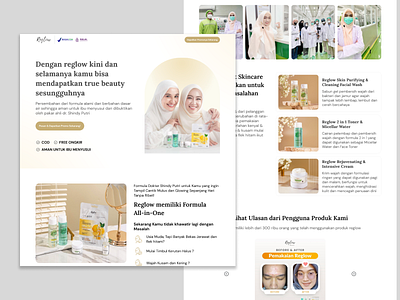 Reglow - Skincare Landing Page branding design ui