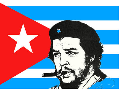 KUBA blue cheguevara cigarre graphic design kuba red star